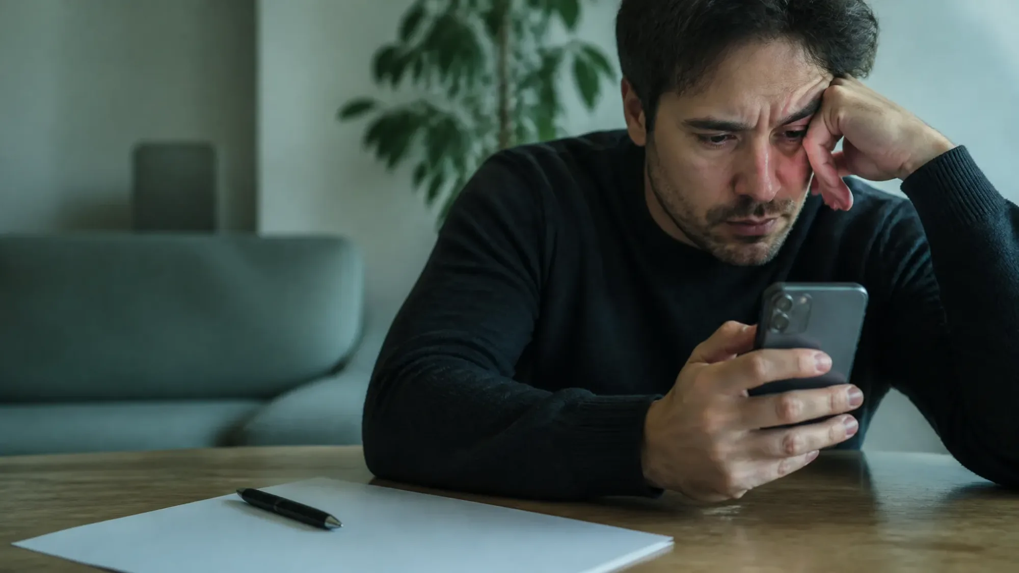 Móvil sobre una mesa con las aplicaciones de LinkedIn, X, Instagram y Threads abiertas